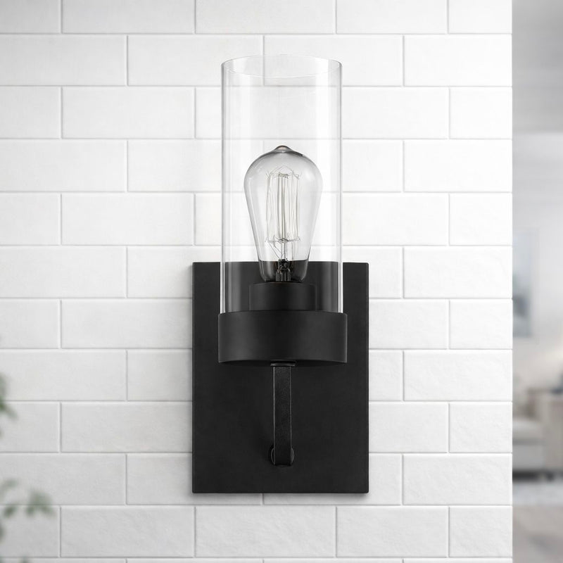 Zephyr - Single Light Sconce - Black / Clear, photo 6 of 11