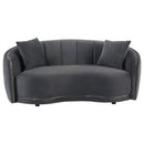 Lorraine - Upholstered Curved Loveseat - Dark Gray