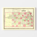 Vintage Map of Kansas 1871