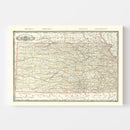 Vintage Railroad Map of Kansas 1888
