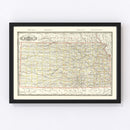 Vintage Railroad Map of Kansas 1888