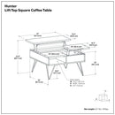 Hunter - Square Lift Top Coffee Table - Walnut