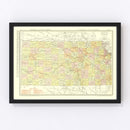 Vintage Map of Kansas 1917