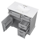 36" Bathroom Vanity With Sink, 2 Tip-Out Drawers, Soft Close Hinges by HouseOfZazla