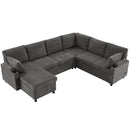 U-Shaped Sectional Sleeper Sofa With Ample Storage Space, 2 Cup Holders And Charging Ports For Living Room by Unique Piece Furniture