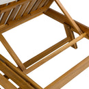 Acacia Wood Lounge Chaise Set with Headrest and Water-Resistant Cushions in Beige