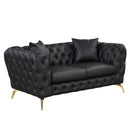 65.5" Modern Sofa Couch PU Upholstered Loveseat Sofa with Sturdy Metal Legs, Button Tufted Back for Living Room, Apartment, Home Office, Black
