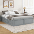 Queen Size Platform Bed Frame With 6 Drawers - Gray by Unique Piece Furniture