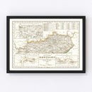 Vintage Map of Kentucky 1845