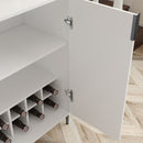 2 Door Wine Bar Cabinet With Adjustable Shelf, Soft-Closing Hinges, And High Feet - White by HouseOfZazla