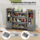56 inch Large Toy Storage Organizer with 8 Removable Bins and Bookshelf by LJGDeals