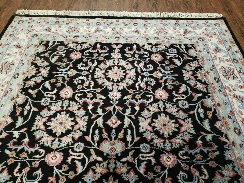 6' X 9' Handmade Indian Agra Wool Rug Carpet Vegetable Dyes Black