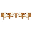 Outdoor Acacia Wood Club Armchair with Cushions (Set of 4)