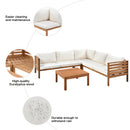 Wood Structure Outdoor Sofa Set with Beige Cushions