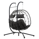 2 Persons Egg Chair with Stand Indoor Outdoor Swing Chair Patio Wicker Hanging Egg Chair Hanging Basket Chair with Stand for Bedroom Living Room Balcony