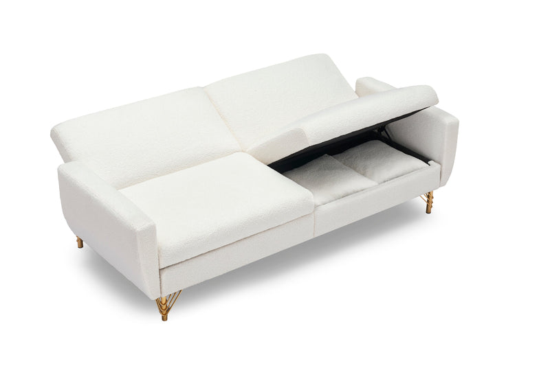 74.41 inch Teddy Velvet sofa bed with Separate adjustment backrest and Storage Function