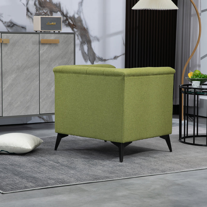 Accent Chair Living Room Chairs Single Sofa Chair,Arm Chairs with Linen Fabric, Mid Century Accent Arm Chairs Comfy Reading Lounge Club Armchair for Bedroom Office Study