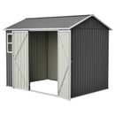 8'x6' Large Steel Storage Shed with Window, Lockable Doors & Sloped Roof, Heavy Duty Outdoor Tool Shed for Garden, Patio, Backyard, Lawn - Dark Gray by Montret
