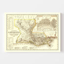 Vintage Map of Louisiana 1845
