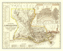 Vintage Map of Louisiana 1845