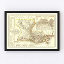 Vintage Map of Louisiana 1845