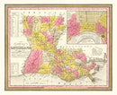 Vintage Map of Louisiana 1847