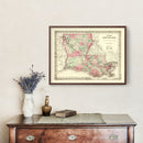Vintage Map of Louisiana 1871