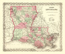Vintage Map of Louisiana 1871