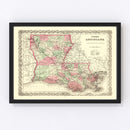 Vintage Map of Louisiana 1871