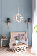 6 - Light Wood Chandelier, Hanging Light Fixture with Adjustable Chain for Kitchen Dining Room Foyer Entryway, Bulb Not Included