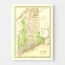 Vintage Map of Maine 1838