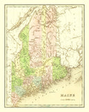 Vintage Map of Maine 1838