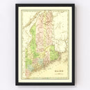 Vintage Map of Maine 1838