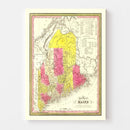 Vintage Map of Maine 1847