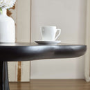 Sculptural Round Dining Table Petal Shape Root Texture For Dining Room - Black