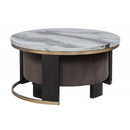 Nesting Round Coffee Table With Ottoman (Set of 2) - Gold / Brown by HouseOfZazla