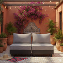 Modular Armless Chairs With Coffee Table For Garden (Set of 2) - Gray by HouseOfZazla