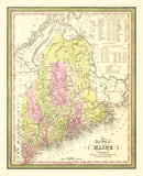 Vintage Map of Maine 1855