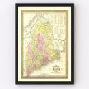Vintage Map of Maine 1855