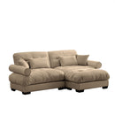 Modern Sectional Sofa With Ottoman, Round Bolster Armrests, Waist And Throw Pillows by HouseOfZazla