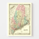Vintage Map of Maine 1855