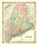 Vintage Map of Maine 1855