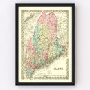 Vintage Map of Maine 1855