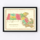 Vintage Map of Massachusetts 1826