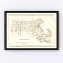 Vintage Map of Massachusetts 1835