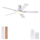 Flush Mount Ceiling Fans With LED Light And Remote Control, 5 Blades by HouseOfZazla
