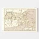 Vintage Map of Massachusetts 1842