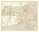Vintage Map of Massachusetts 1842