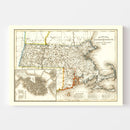 Vintage Map of Massachusetts 1846