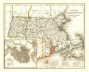 Vintage Map of Massachusetts 1846